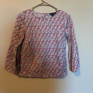 BROOKS BROTHERS Resort Floral Hula Girls Top Blouse Bell Sleeves Hawaii, size 0
